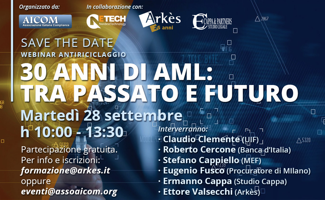 Webinar “30 anni di Antiriciclaggio: tra passato e futuro”